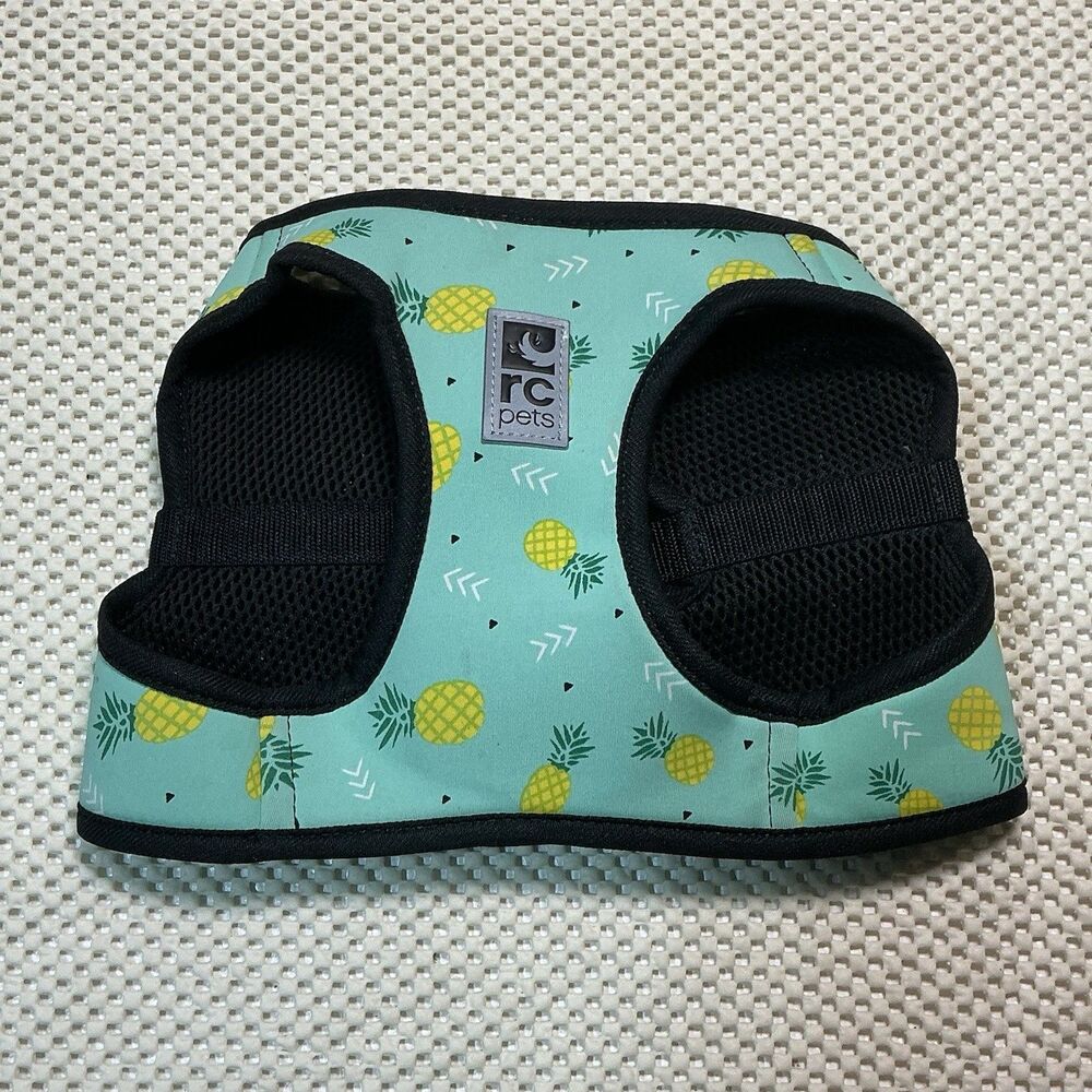 RC Pets XL Cooling Dog Vest Harness Pineapple Print Turquoise Mesh Dual D-Ring